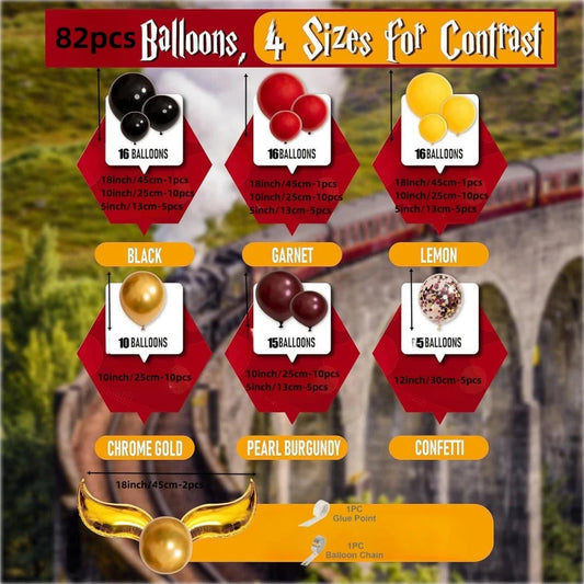 82-Piece Magic & Wizard-Themed Balloon Arch Set
